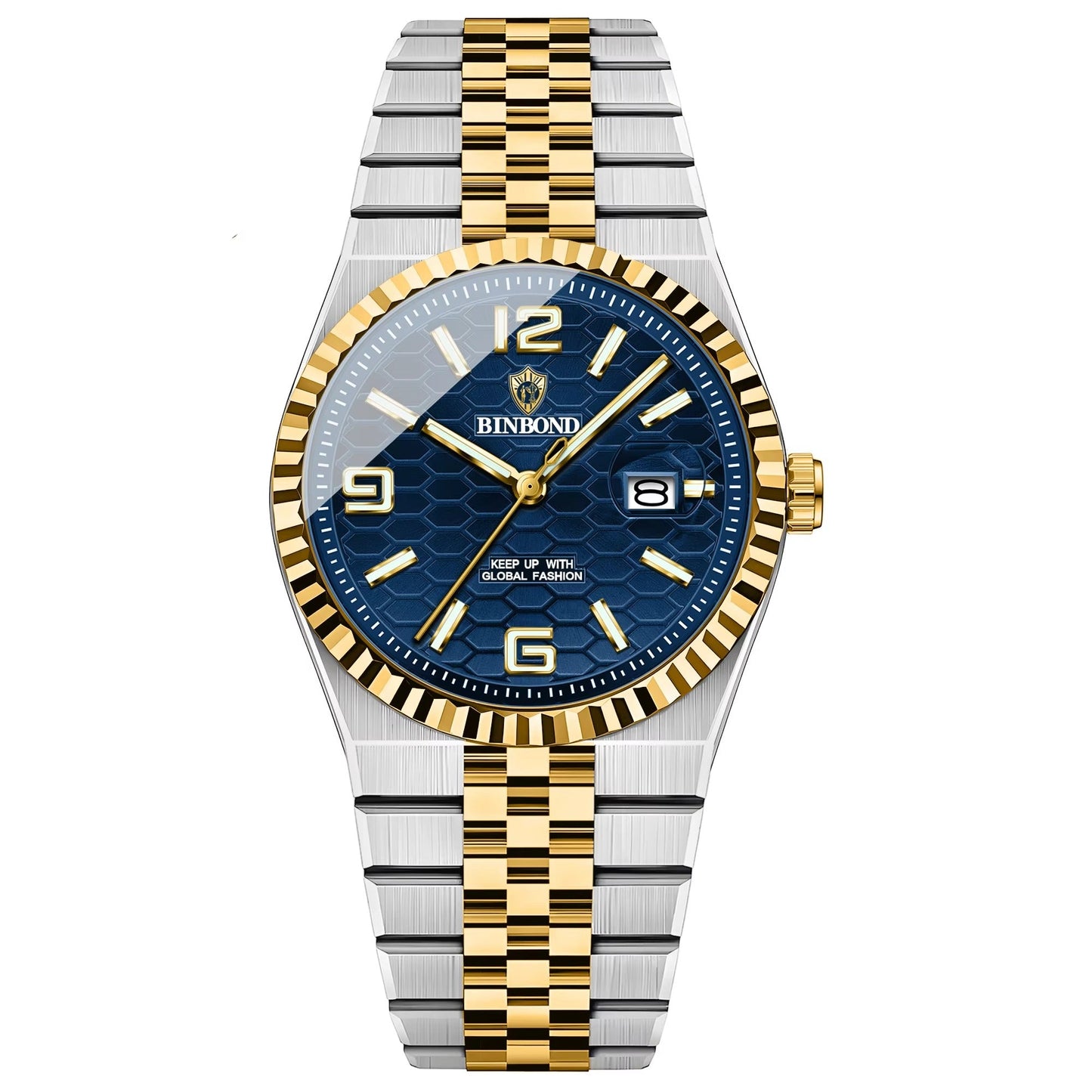 Elegant gestreifte Edelstahl Armbanduhr "Calendario al quarzo impermeabile no.4171" - PITANI