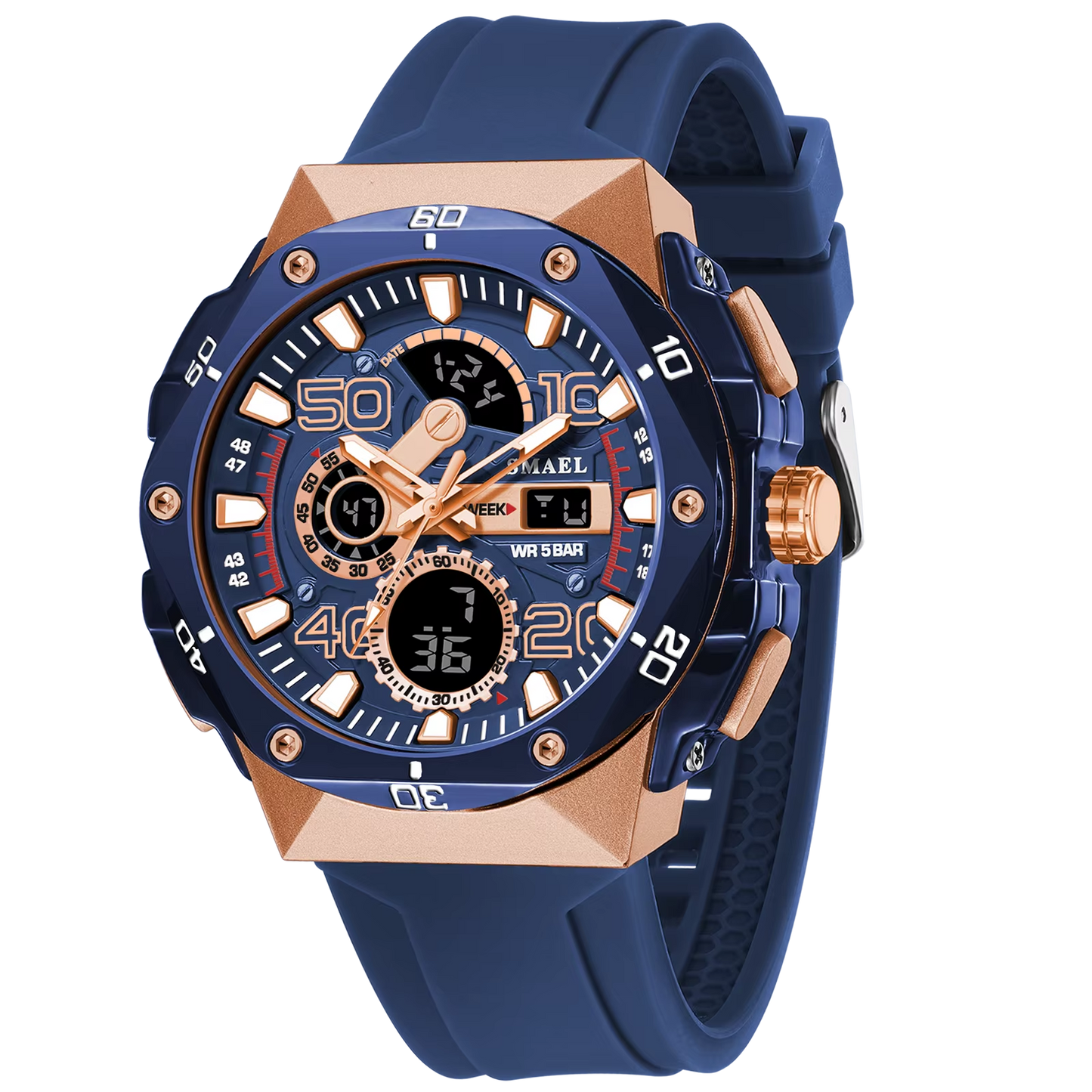 Silikon Armbanduhr in leuchtenden Farben mit digitaler Anzeige "Modalità d'affari no.5185" - PITANI