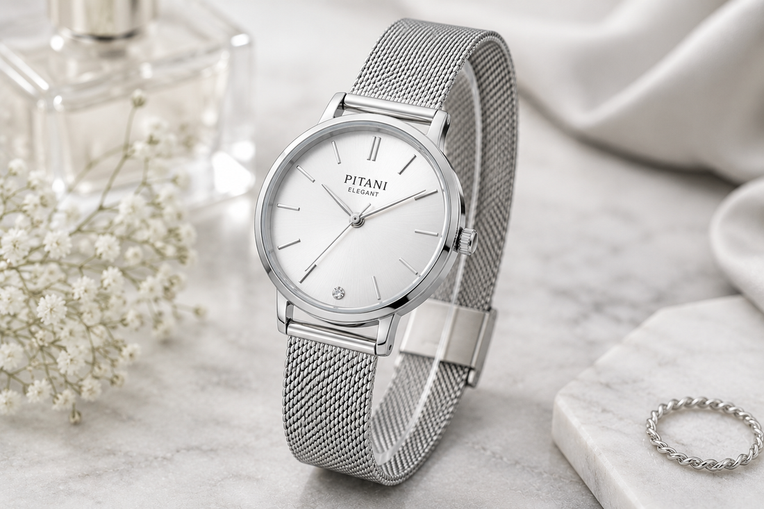 Damen Mesh Uhr Magnetarmband Elegant Silber