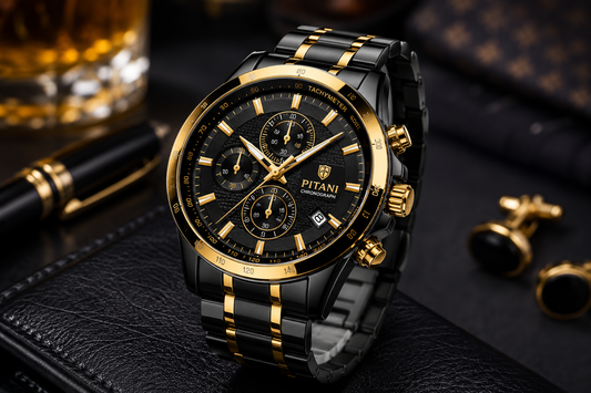 herren-premium-armbanduhr-chronograph-schwarz-gold