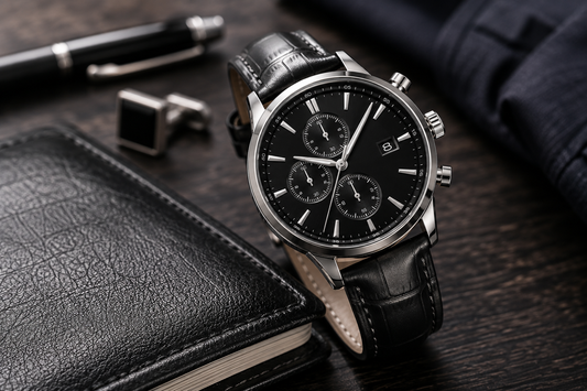 herren-chronograph-uhr-lederarmband-elegant-klassisch-schwarz