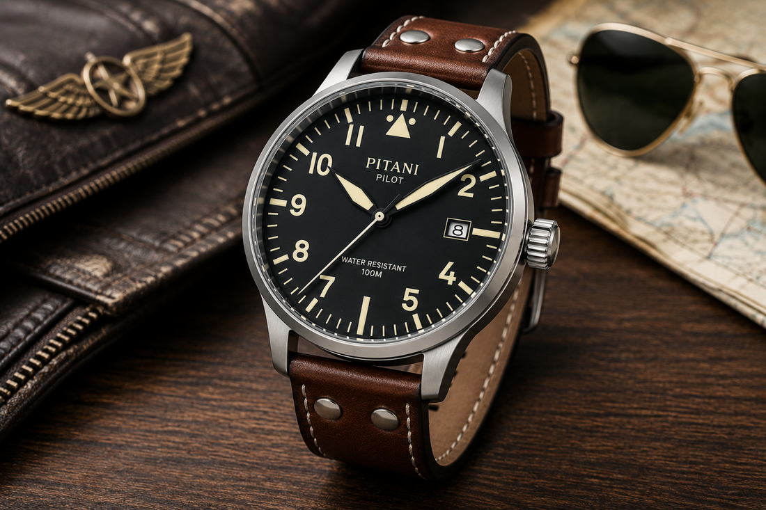 herren-pilotenuhr-grosses-zifferblatt-lederarmband-analog