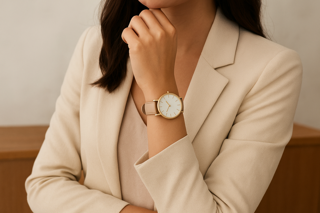 PITANI® Damenarmbanduhr mit Lederarmband – elegante Alltagsuhr für Damen in Gold