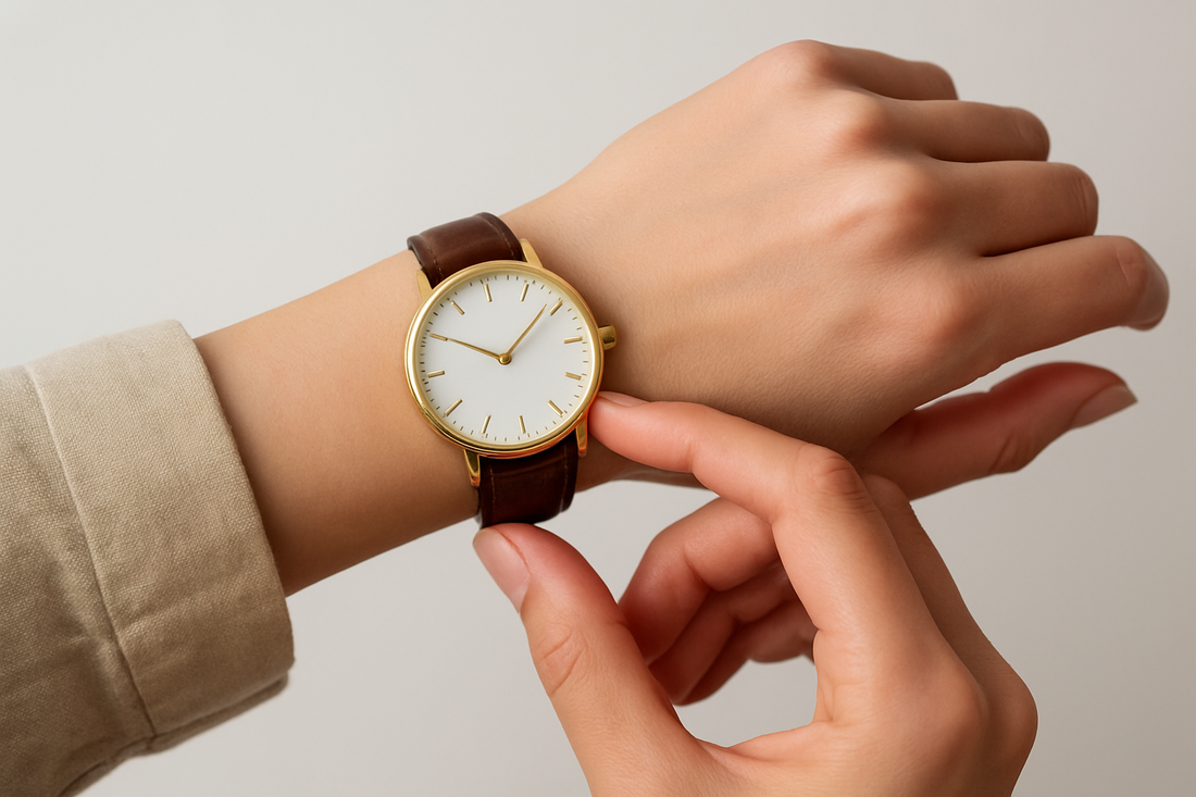 PITANI® Damen-Felgenuhr mit goldfarbenem Gehäuse und braunem Lederarmband – stilvolle Armbanduhr für Damen