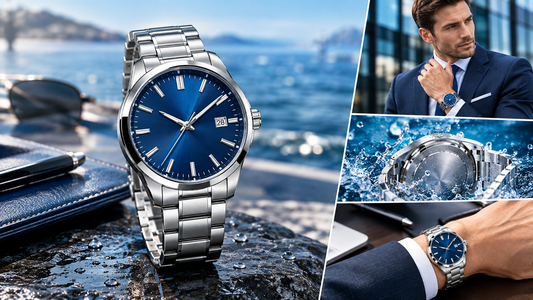 herren-business-uhr-edelstahl-blaues-zifferblatt-wasserdicht