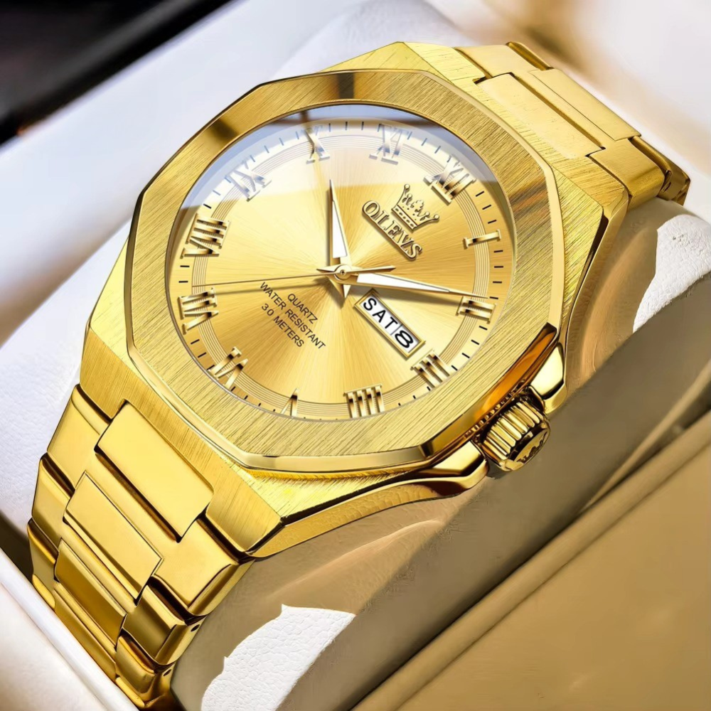 Achteckige Edelstahl Armbanduhr mit römischen Zahlen "Funzione luce notturna no.5246“ - PITANI