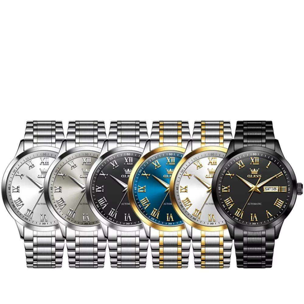 Edelstahl Automatik Armbanduhr mit römischen Zahlen "Visualizzazione del giorno e della data no.5190" - PITANI