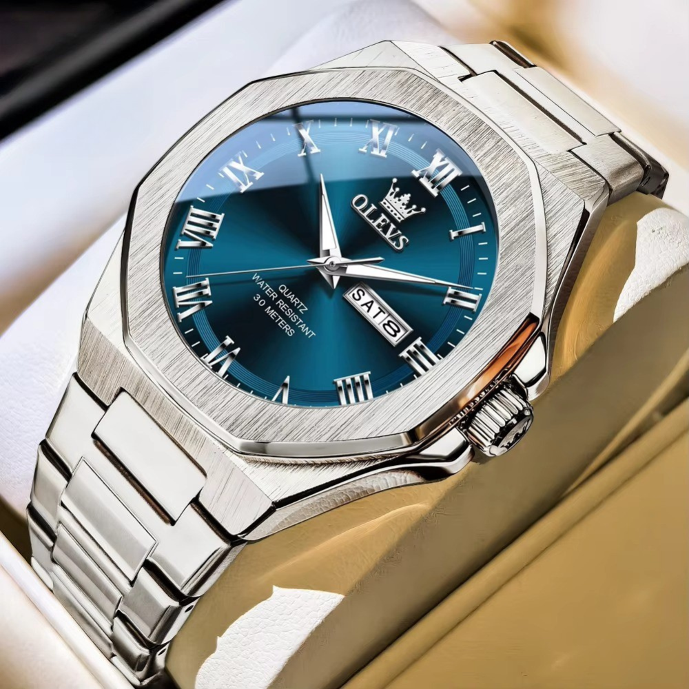 Achteckige Edelstahl Armbanduhr mit römischen Zahlen "Funzione luce notturna no.5246“ - PITANI