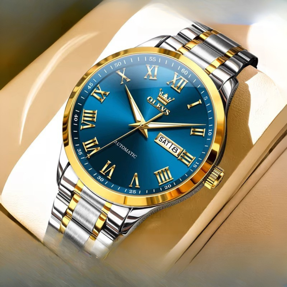 Edelstahl Automatik Armbanduhr mit römischen Zahlen "Visualizzazione del giorno e della data no.5190" - PITANI