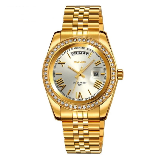 Elegante Edelstahl Armbanduhr mit Glitzer Lünette "Calendario di belle Orologio no.5308“ - PITANI