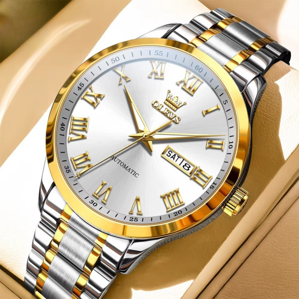 Edelstahl Automatik Armbanduhr mit römischen Zahlen "Visualizzazione del giorno e della data no.5190" - PITANI