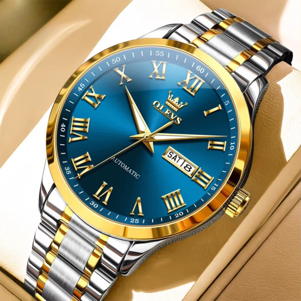 Edelstahl Automatik Armbanduhr mit römischen Zahlen "Visualizzazione del giorno e della data no.5190" - PITANI