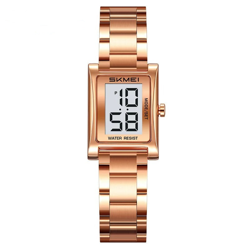 Rechteckige Digitale Edelstahl Armbanduhr "Rettangolare retrò no.3243“ - PITANI