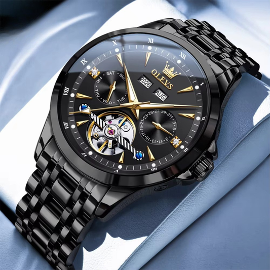 Edelstahl Automatik Armbanduhr mit Monats und Jahresanzeige "Orologio automatico da uomo no.5191" - PITANI