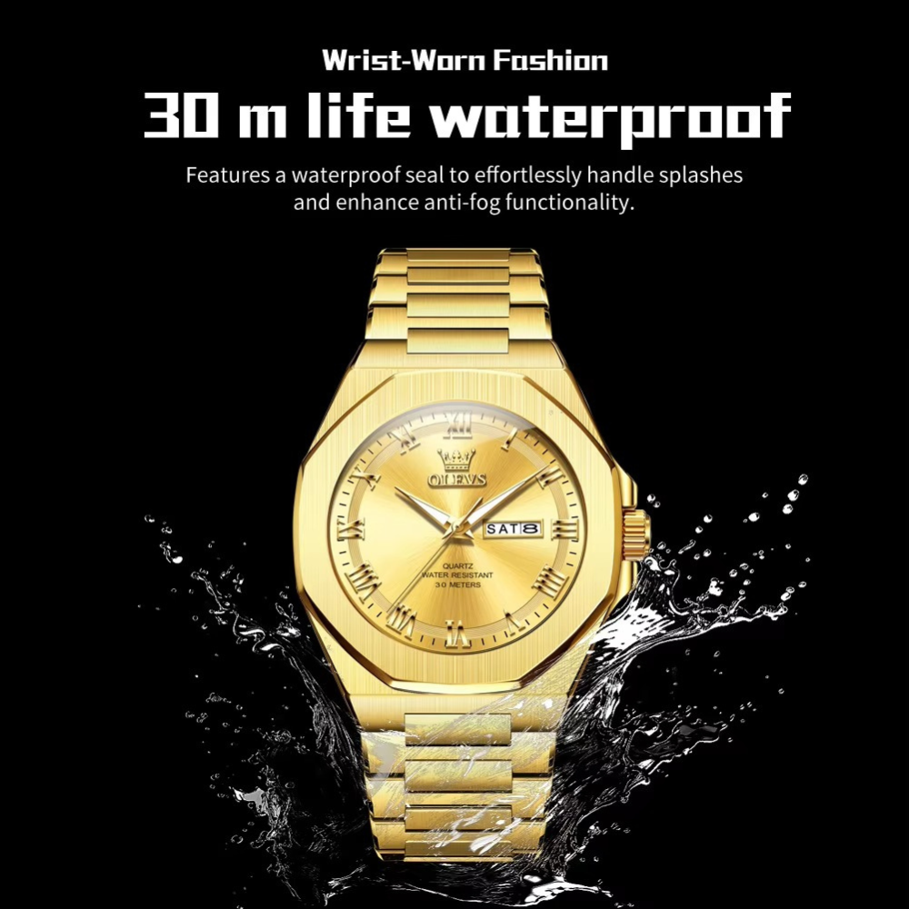 Achteckige Edelstahl Armbanduhr mit römischen Zahlen "Funzione luce notturna no.5246“ - PITANI