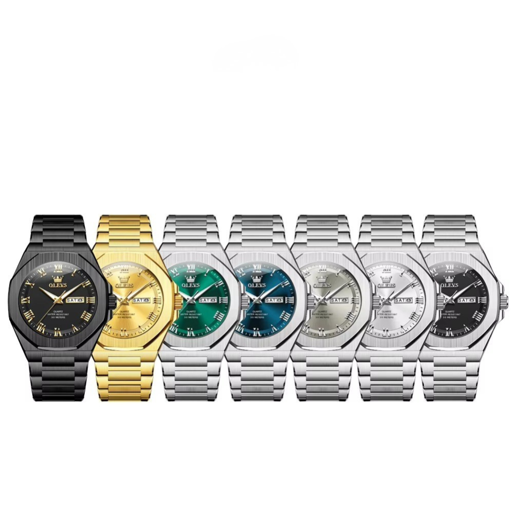 Achteckige Edelstahl Armbanduhr mit römischen Zahlen "Funzione luce notturna no.5246“ - PITANI