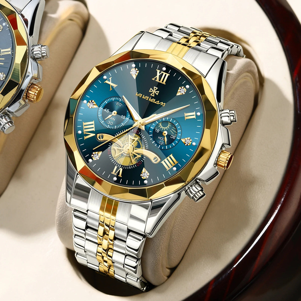 Herren Quarzuhr mit Rauten-Zifferblatt – Quadratische Bicolor-Edelstahluhr/Armbanduhr no. 5316 - PITANI