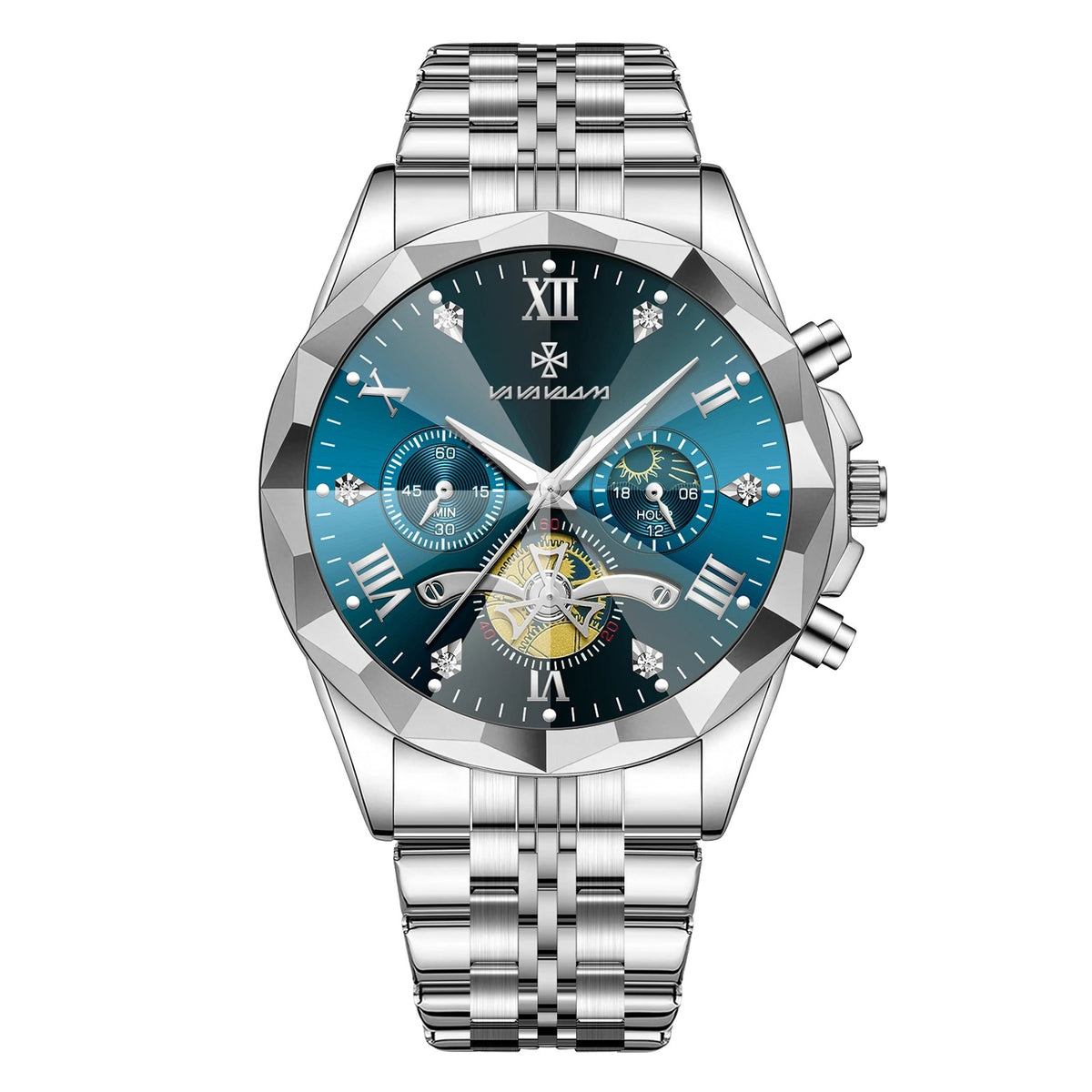 Herren Quarzuhr mit Rauten-Zifferblatt – Quadratische Bicolor-Edelstahluhr/Armbanduhr no. 5316 - PITANI