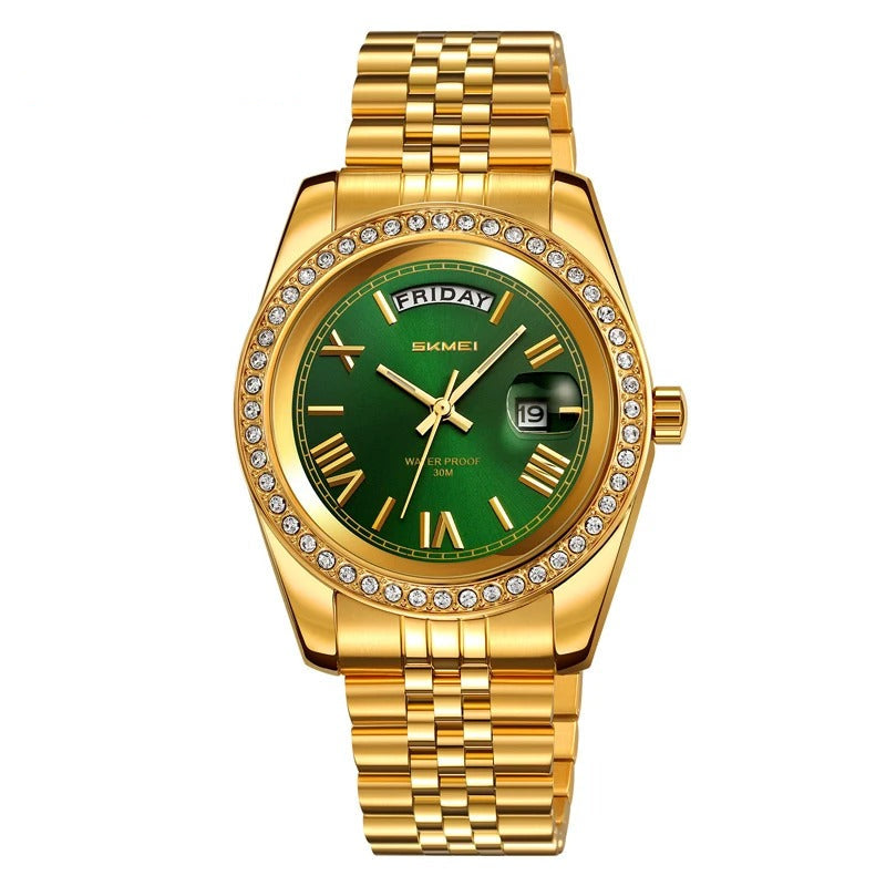 Elegante Edelstahl Armbanduhr mit Glitzer Lünette "Calendario di belle Orologio no.5308“ - PITANI