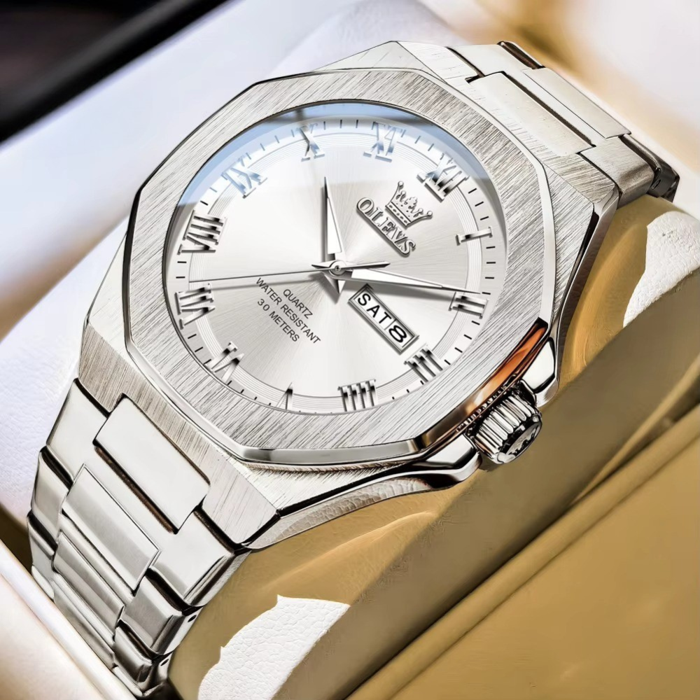 Achteckige Edelstahl Armbanduhr mit römischen Zahlen "Funzione luce notturna no.5246“ - PITANI