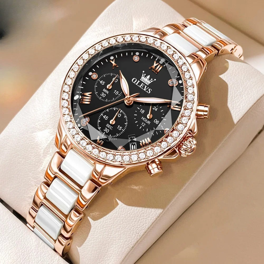 Edelstahl Armbanduhr mit Glitzer Lünette "Orologi Moda Elegante no.3180" - PITANI