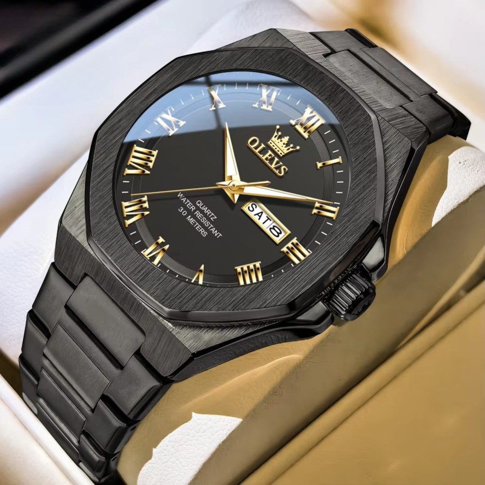 Achteckige Edelstahl Armbanduhr mit römischen Zahlen "Funzione luce notturna no.5246“ - PITANI