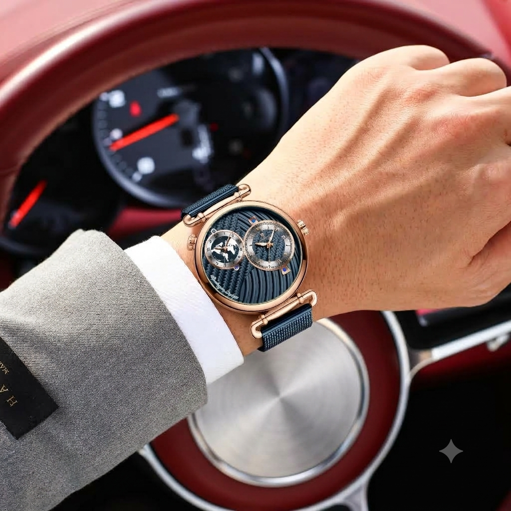 Elegante Herren Quarzuhr mit Dual-Zeitzone – Moderne Armbanduhr – no. 5335 - PITANI