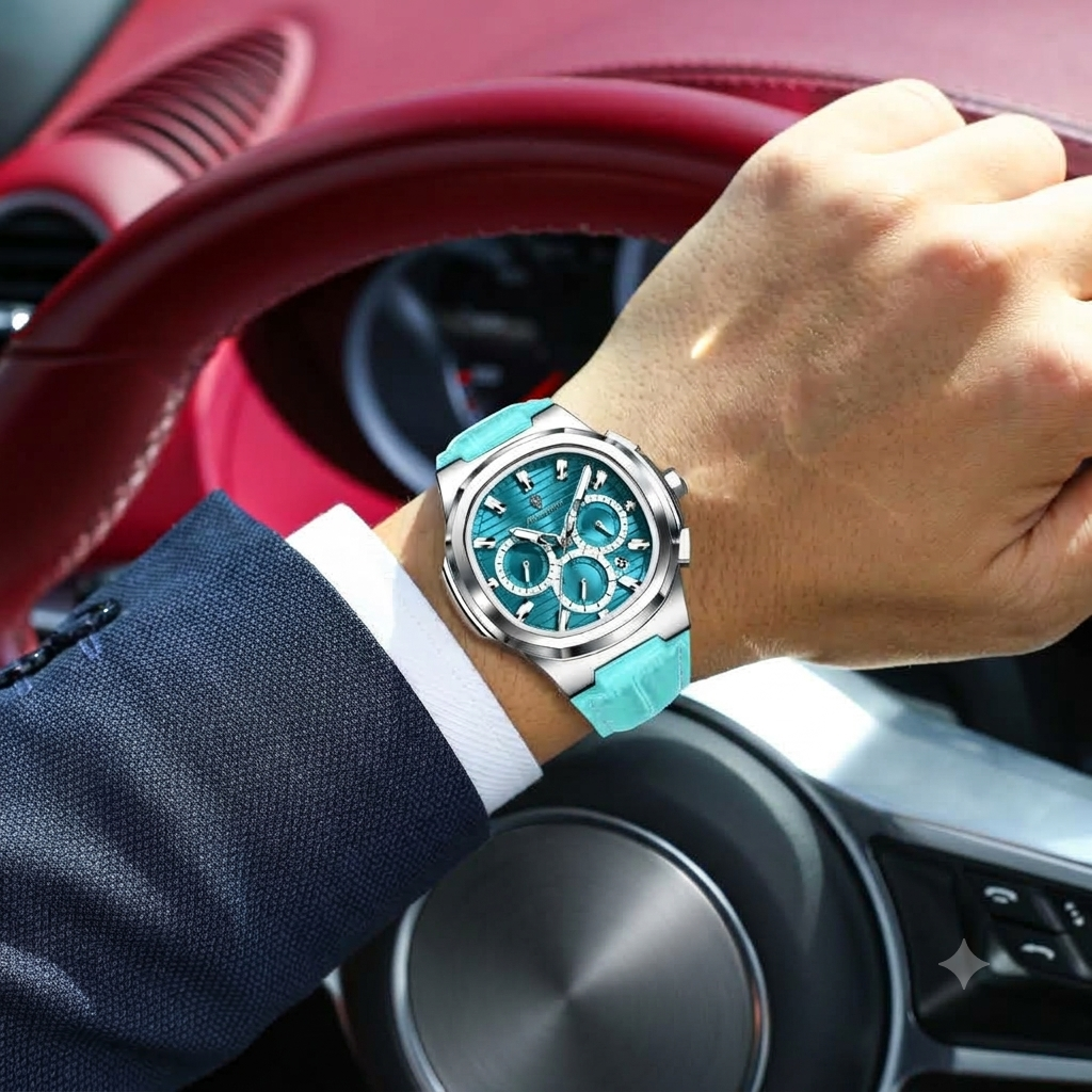 Elegante Leder Herrenuhr – Sportliche Chronograph-Armbanduhr – no. 5319 - PITANI