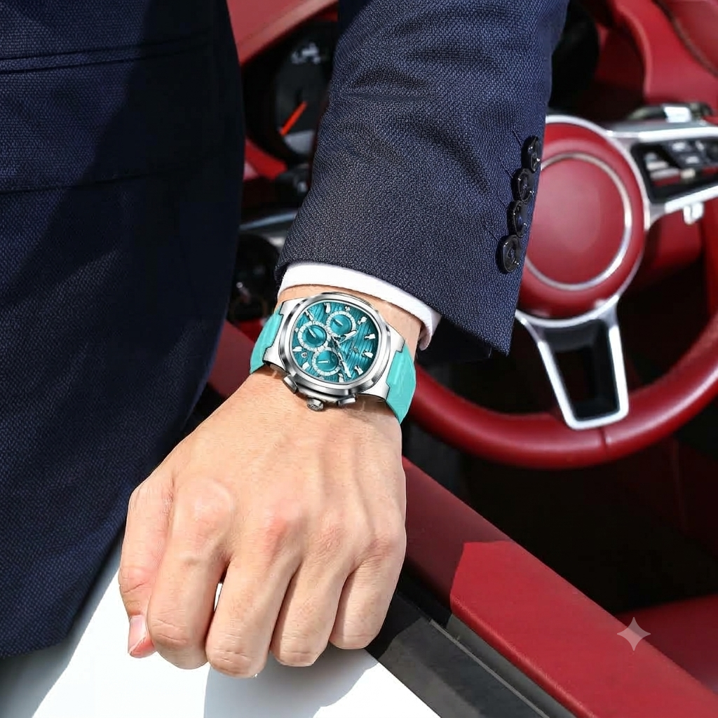 Elegante Leder Herrenuhr – Sportliche Chronograph-Armbanduhr – no. 5319 - PITANI