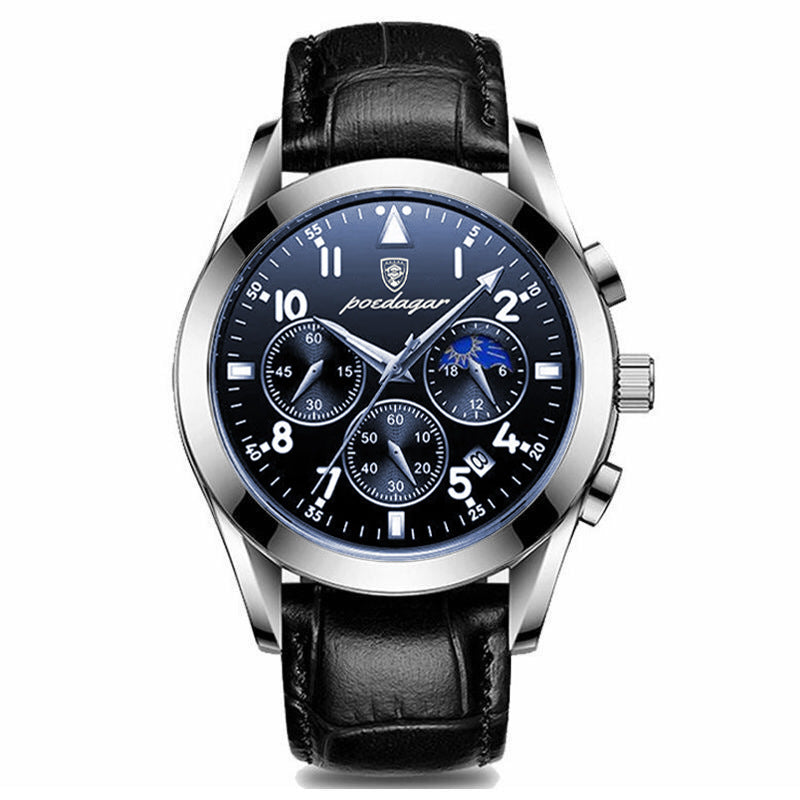 Leder Herren Quarz-Armbanduhr im Chronograph-Look – Elegante Herrenuhr Armbanduhr – no. 5395 - PITANI