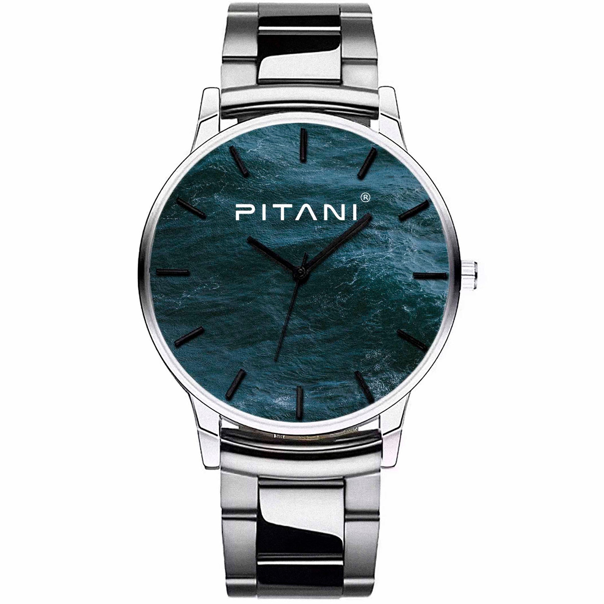 PITANI® Unisex Edelstahl Armbanduhr im Wellen/Marmor Design "no.9212" - PITANI