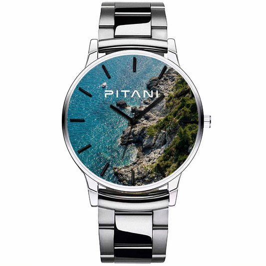 PITANI® Unisex Edelstahl Armbanduhr im Ozean/Klippen Design" no.9214" - PITANI