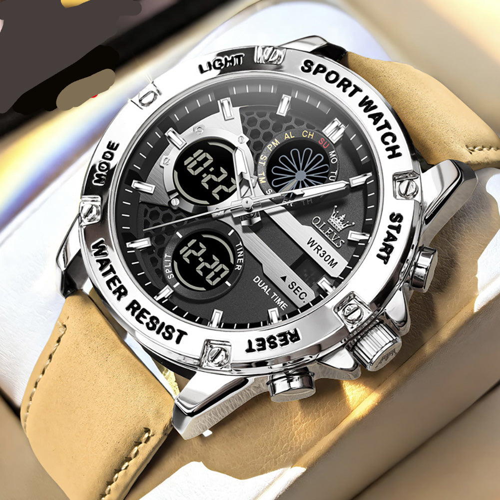 Sportliche Herren-Quarzuhr mit Dual-Anzeige – Wasserdichte Armbanduhr – no. 5348 - PITANI