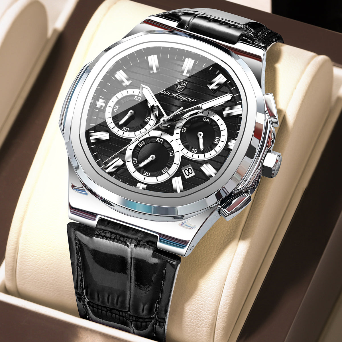 Elegante Leder Herrenuhr – Sportliche Chronograph-Armbanduhr – no. 5319 - PITANI