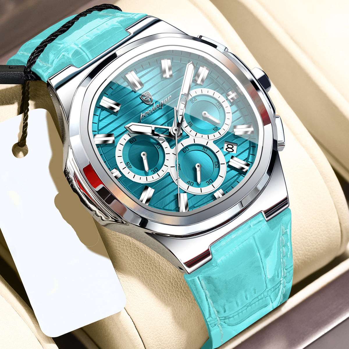 Elegante Leder Herrenuhr – Sportliche Chronograph-Armbanduhr – no. 5319 - PITANI