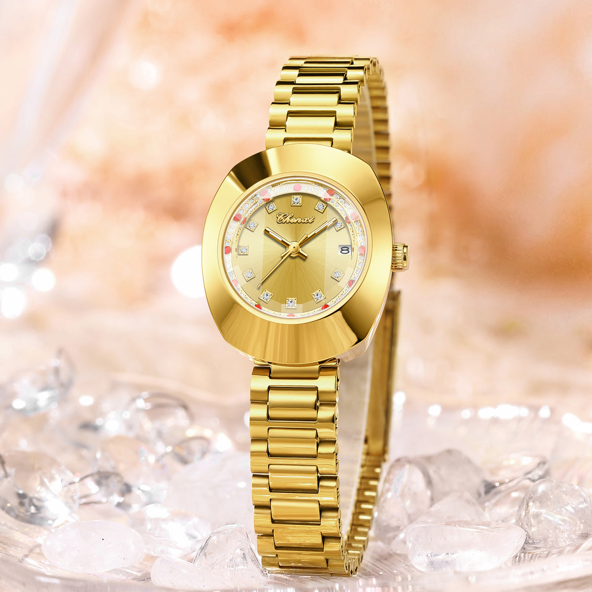 Elegante Damen & Herren Quarz-Armbanduhr – Elegantes Gold-Design Armbanduhr – no. 5360 - PITANI