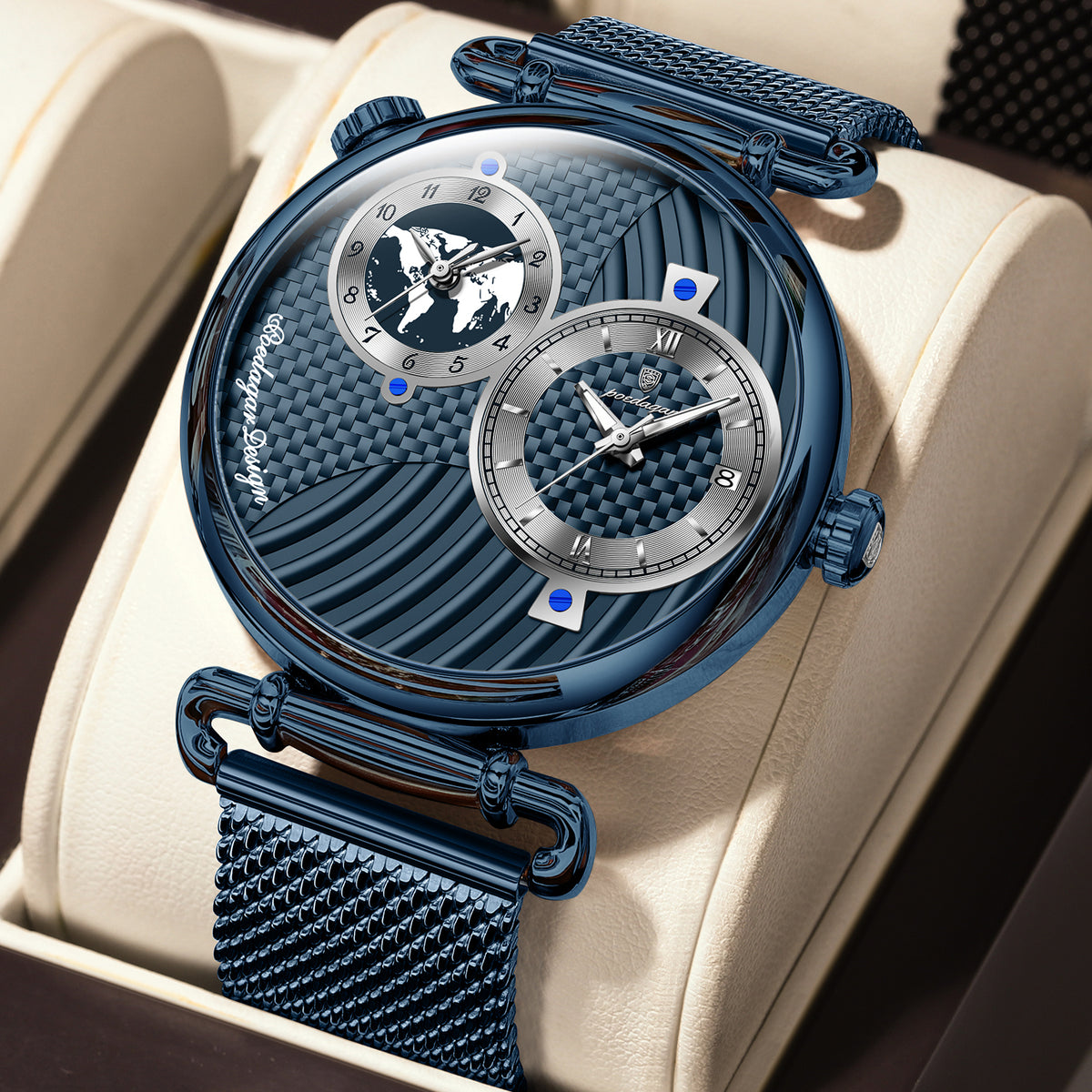 Elegante Herren Quarzuhr mit Dual-Zeitzone – Moderne Armbanduhr – no. 5335 - PITANI