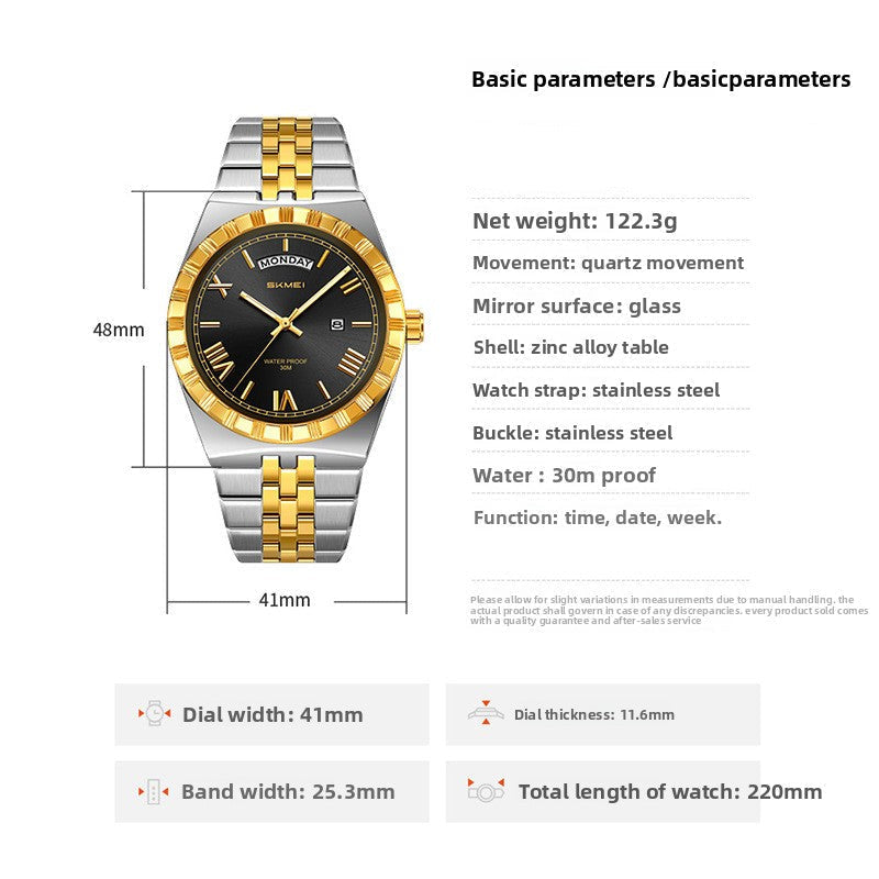 Elegante Herren Quarzuhr mit Edelstahlarmband – Klassische Business Armbanduhr – no. 5364 - PITANI