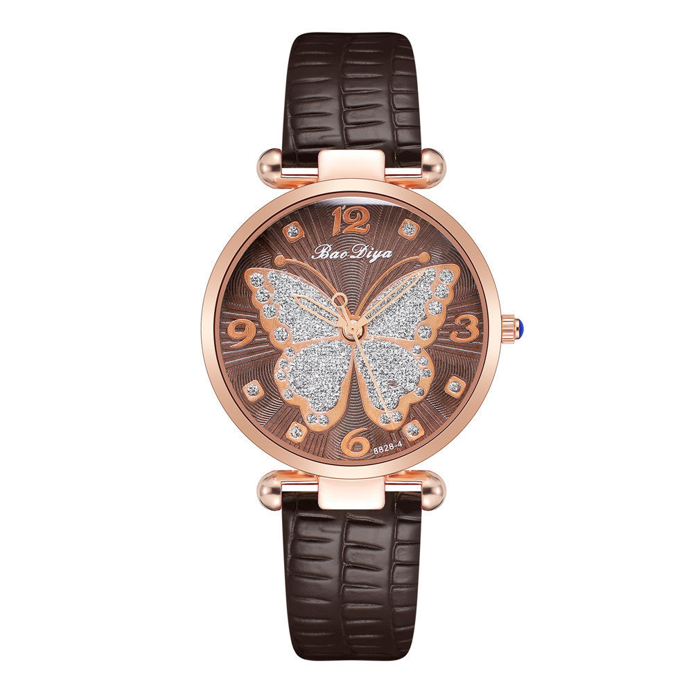 Elegante Damen & Mädchen Armbanduhr mit Strass-Schmetterlingsmuster – Analoge Armbanduhr no.3296 - PITANI