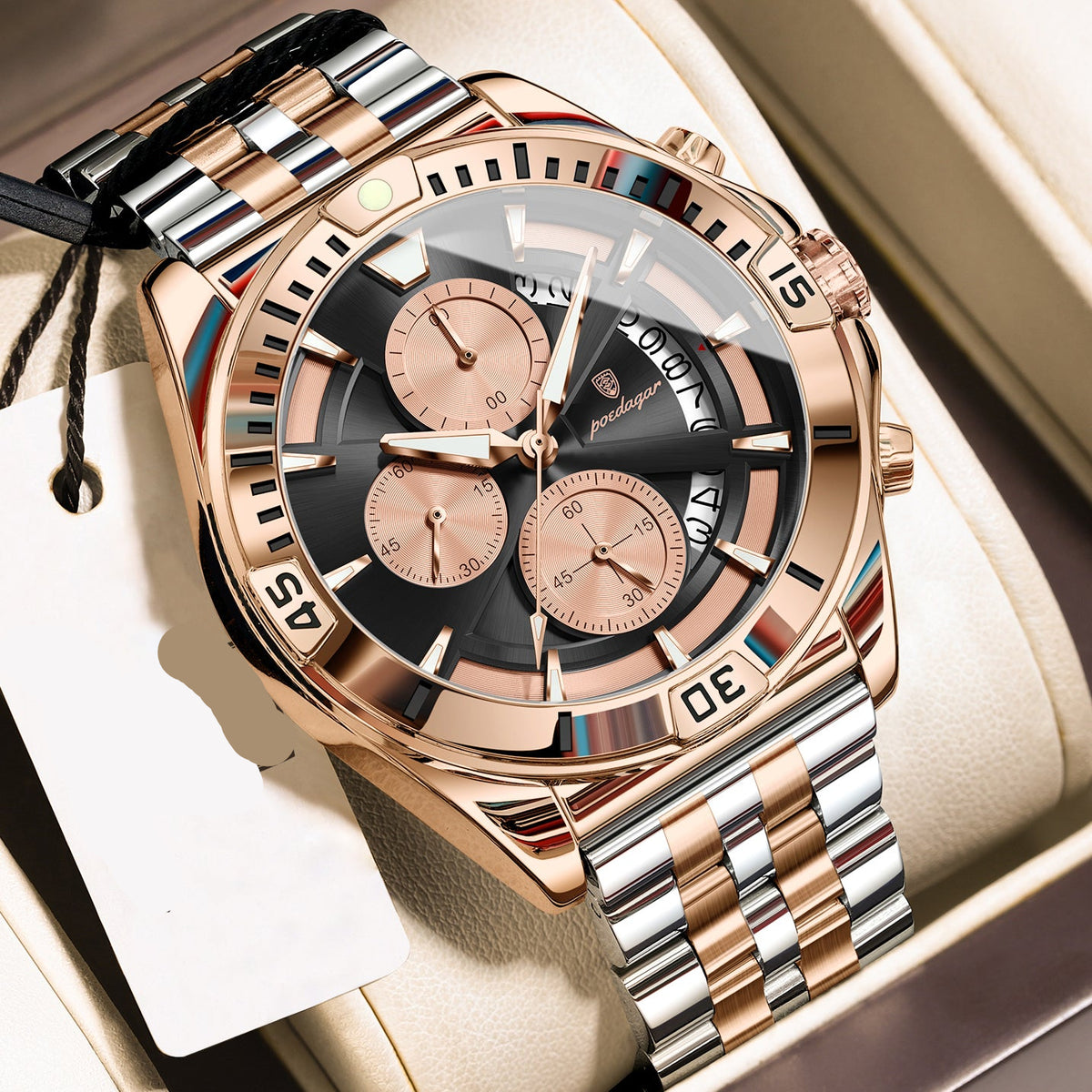 Sportlich-Elegante Herren Quarz-Chronograph Armbanduhr aus Edelstahl – no. 5369 - PITANI