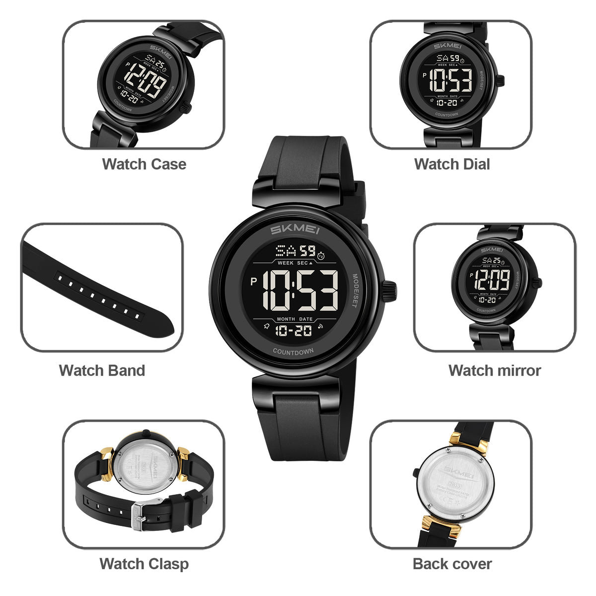 Sportliche Digitaluhr – Multifunktionaler Chronograph Armbanduhr – no. 5332 - PITANI