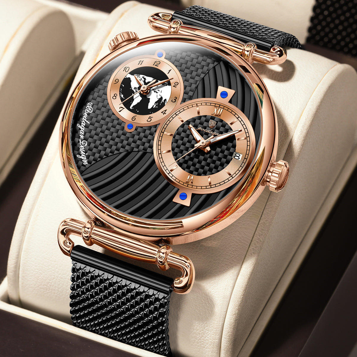 Elegante Herren Quarzuhr mit Dual-Zeitzone – Moderne Armbanduhr – no. 5335 - PITANI