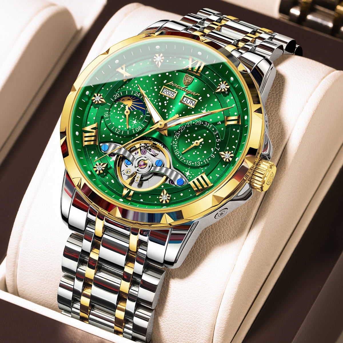 Automatikuhr Herren mit Tourbillon & Kalender – Elegante Mechanische Armbanduhr – no. 5336 - PITANI