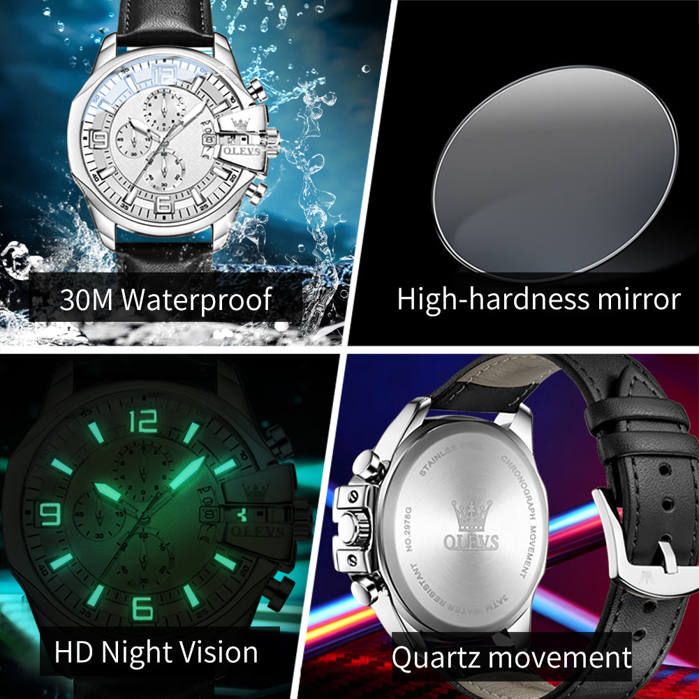 Markante Herren-Quarzuhr im Chronographen-Look – Wasserdichte XL- Armbanduhr – no. 5347 - PITANI