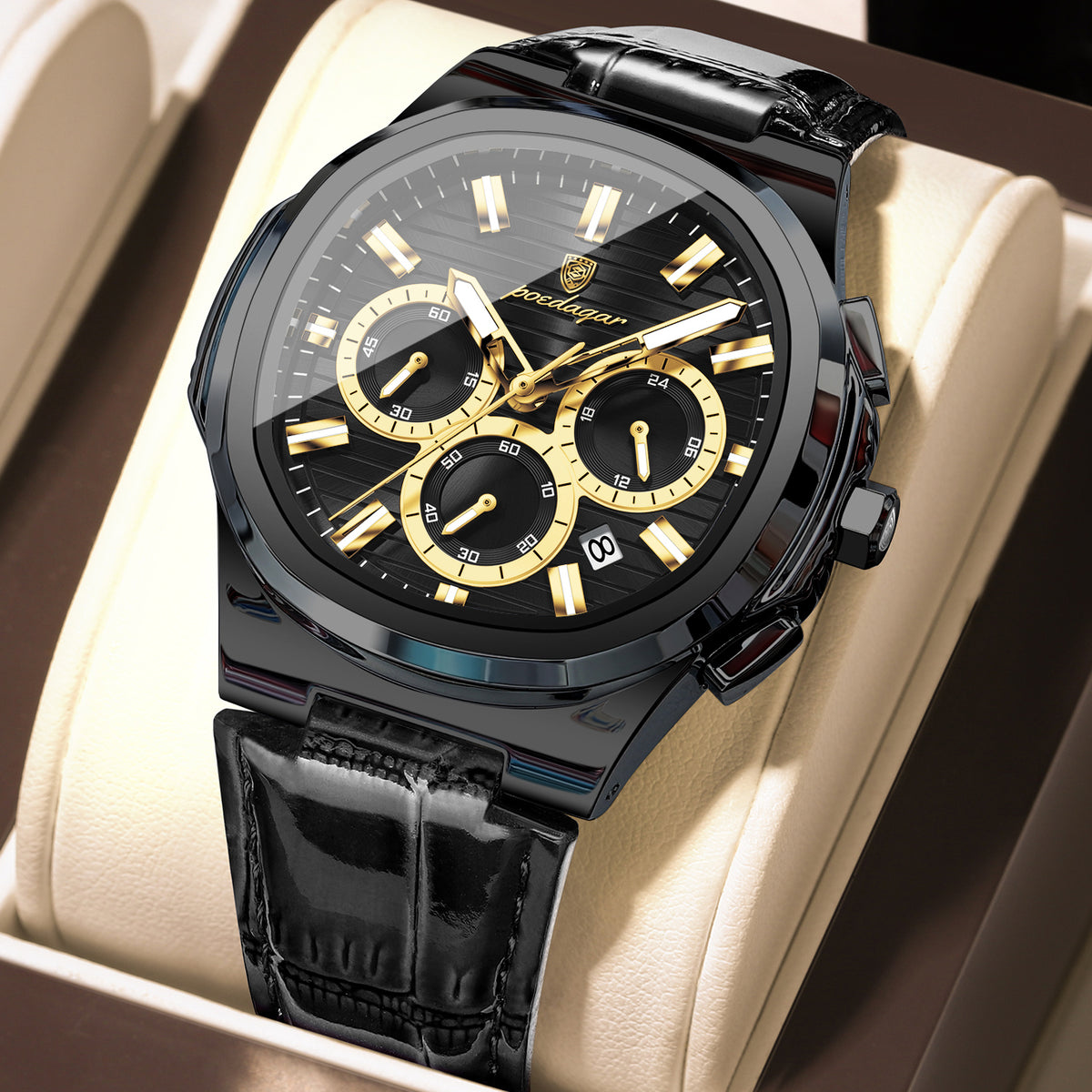 Elegante Leder Herrenuhr – Sportliche Chronograph-Armbanduhr – no. 5319 - PITANI