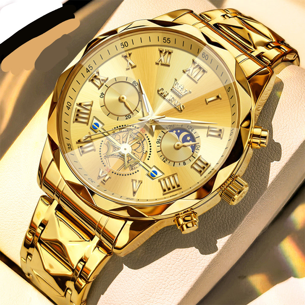 Moderne Herrenuhr mit Chronograph und Edelstahlarmband – Mondphasenanzeige Armbanduhr – no. 5339 - PITANI