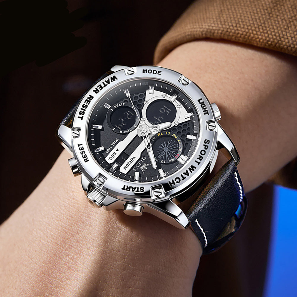 Sportliche Herren-Quarzuhr mit Dual-Anzeige – Wasserdichte Armbanduhr – no. 5348 - PITANI