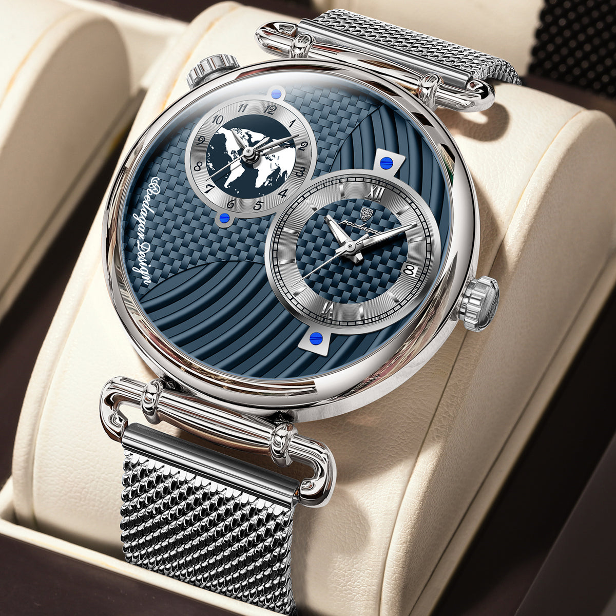 Elegante Herren Quarzuhr mit Dual-Zeitzone – Moderne Armbanduhr – no. 5335 - PITANI