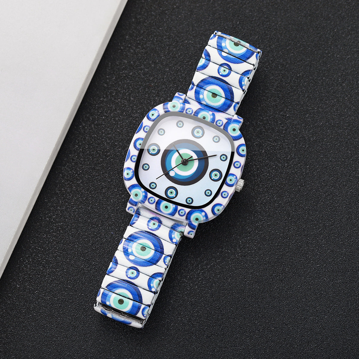 Modische Damen Armbanduhr mit Evil-Eye-Muster – Blaue Quarzuhr Armbanduhr no.3290 - PITANI