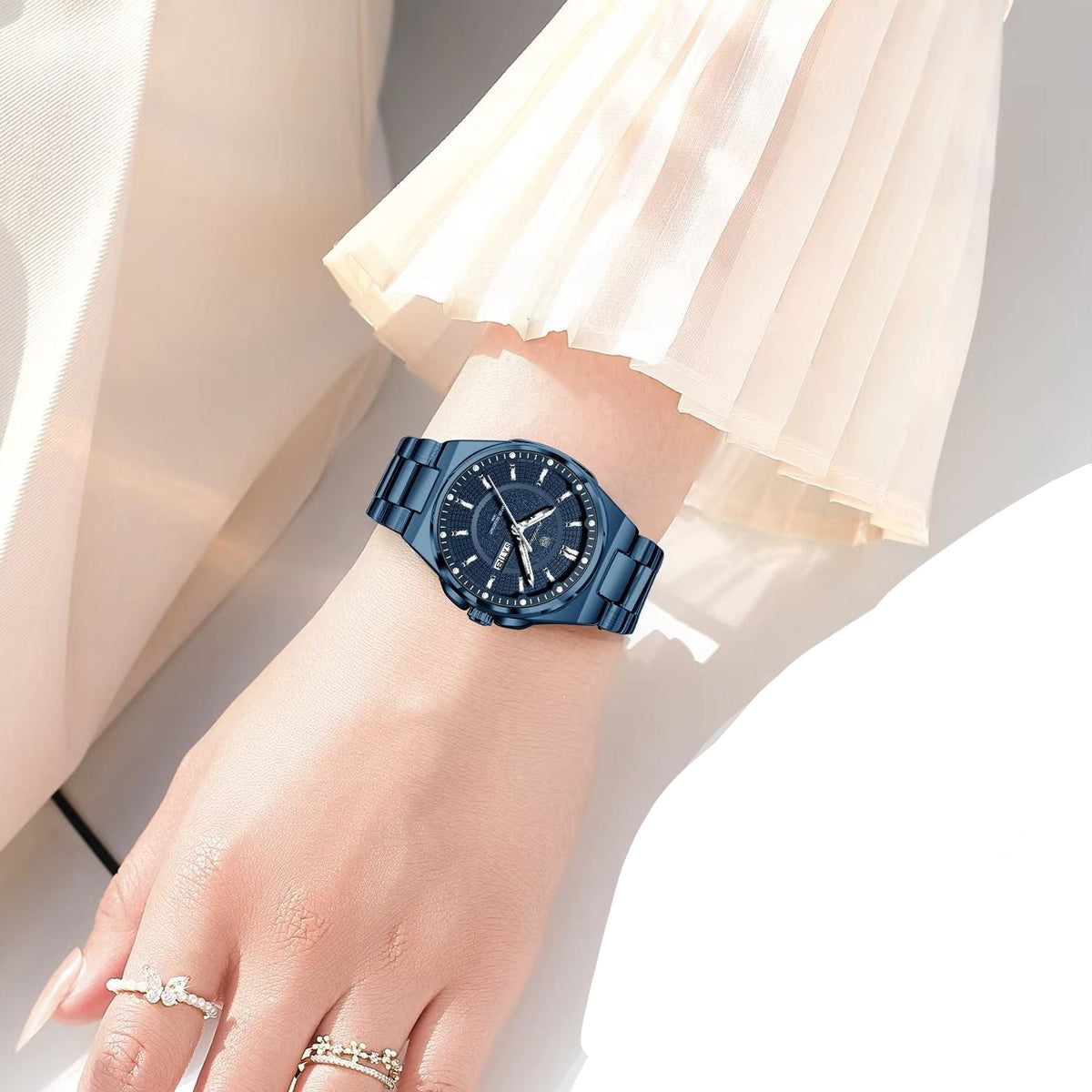 Elegante Damen Quarzarmbanduhr mit Datum & Wochentagsanzeige Armbanduhr no.3285 - PITANI